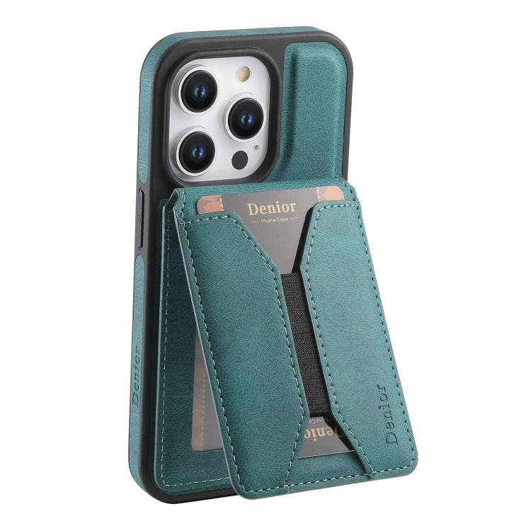 For iPhone 16 Pro Denior D17 Skin Feel MagSafe Detachable Card Slot Phone Case(Blue)