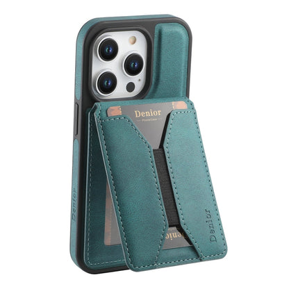 For iPhone 16 Pro Max Denior D17 Skin Feel MagSafe Detachable Card Slot Phone Case(Blue)