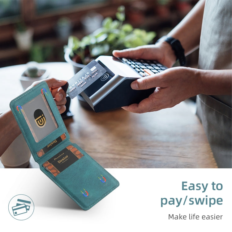 Denior V11 VV MagSafe Magnetic Phone PU Card Sleeve(Blue)