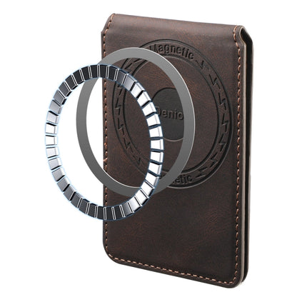 Denior V11 VV MagSafe Magnetic Phone PU Card Sleeve(Brown)