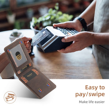 Denior V11 VV MagSafe Magnetic Phone PU Card Sleeve(Brown)