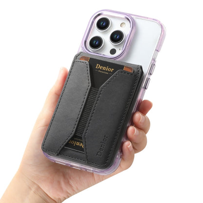 Denior V11 VV MagSafe Magnetic Phone PU Card Sleeve(Black)