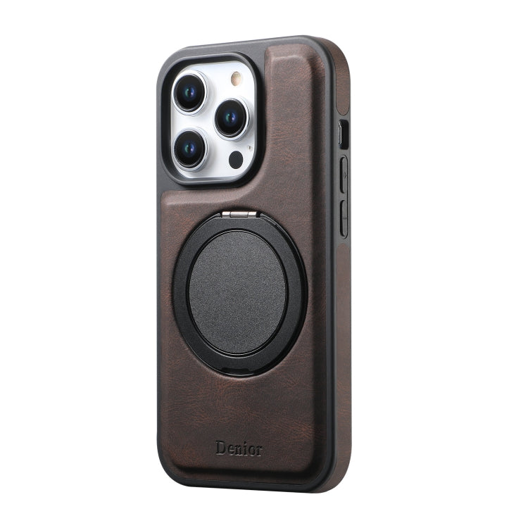 For iPhone 12 / 12 Pro Denior A14 Skin Feel Rotating Holder MagSafe Phone Case(Brown)