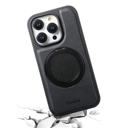 For iPhone 12 / 12 Pro Denior A14 Skin Feel Rotating Holder MagSafe Phone Case(Black)
