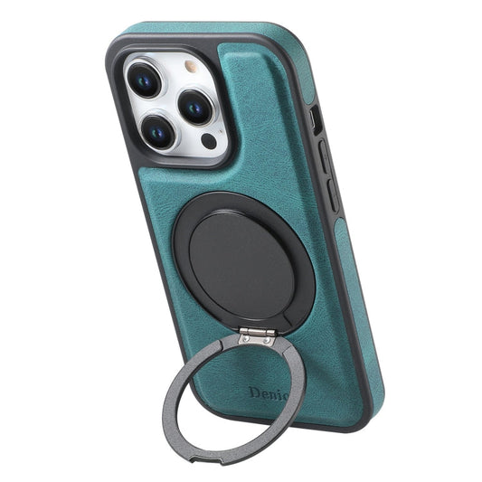 Pour iPhone 12 Pro Max Étui de téléphone Denior A14 MagSafe à support rotatif toucher peau (Bleu)