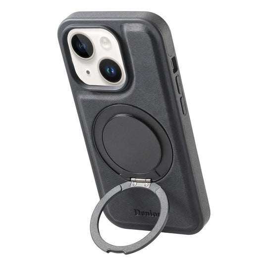 Pour iPhone 14 / 13 Étui de Téléphone Denior A14 MagSafe avec Support Rotatif et Sensation Peau (Noir)