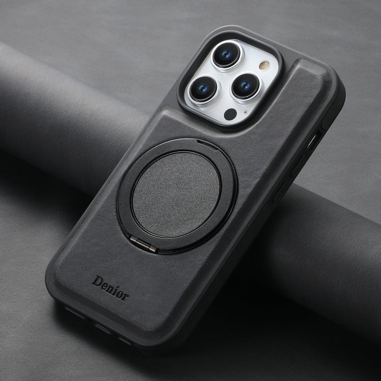 For iPhone 14 Pro Denior A14 Skin Feel Rotating Holder MagSafe Phone Case(Black)