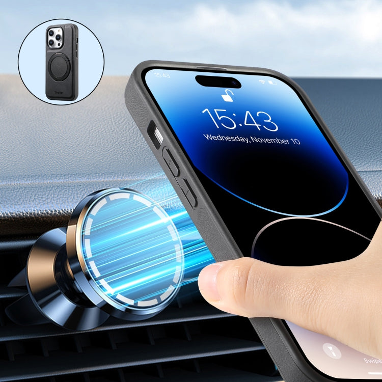 For iPhone 14 Pro Denior A14 Skin Feel Rotating Holder MagSafe Phone Case(Black)