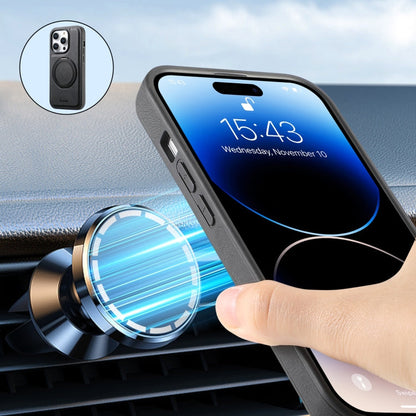 For iPhone 14 Pro Denior A14 Skin Feel Rotating Holder MagSafe Phone Case(Black)