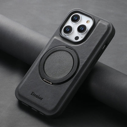 For iPhone 15 Pro Max Denior A14 Skin Feel Rotating Holder MagSafe Phone Case(Black)