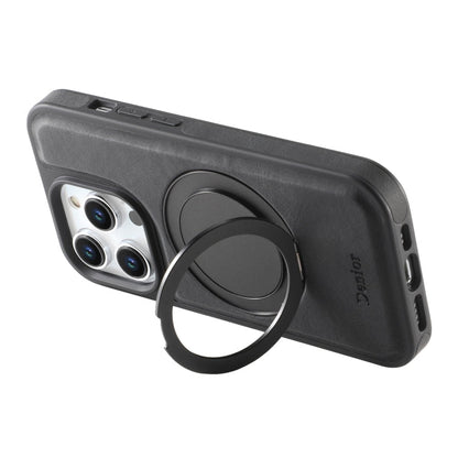 For iPhone 15 Pro Max Denior A14 Skin Feel Rotating Holder MagSafe Phone Case(Black)