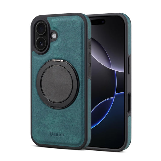 Pour iPhone 16 Denior A14 Coque de téléphone MagSafe avec support rotatif et toucher peau (Bleu)