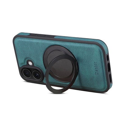 For iPhone 16 Plus Denior A14 Skin Feel Rotating Holder MagSafe Phone Case(Blue)