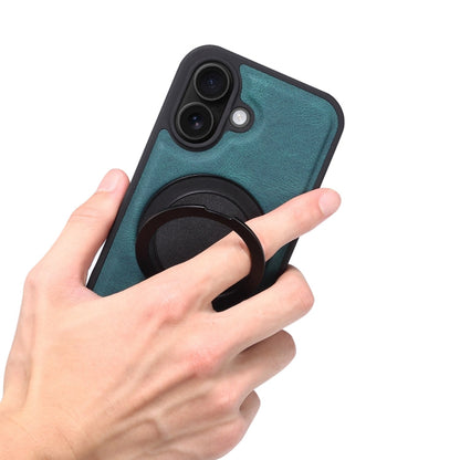 For iPhone 16 Plus Denior A14 Skin Feel Rotating Holder MagSafe Phone Case(Blue)
