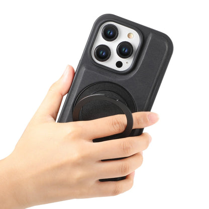 For iPhone 16 Pro Max Denior A14 Skin Feel Rotating Holder MagSafe Phone Case(Black)