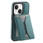 For iPhone 14 / 13 Denior D18 Skin Feel Rotating Holder MagSafe Detachable Card Slot Phone Case(Blue)