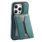 For iPhone 14 Pro Denior D18 Skin Feel Rotating Holder MagSafe Detachable Card Slot Phone Case(Blue)