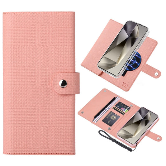Pour Samsung Galaxy S24 Ultra 5G Étui de téléphone en cuir magnétique ViLi GHB-C Series RFID MagSafe (Rose)