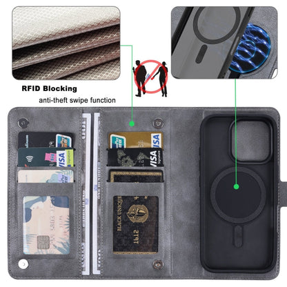 For iPhone 16 Pro ViLi GVA Series MagSafe Magnetic RFID Leather Phone Case(Grey)