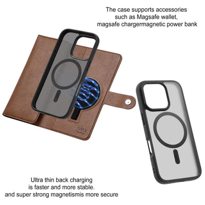 For iPhone 16 Pro ViLi GVA Series MagSafe Magnetic RFID Leather Phone Case(Brown)
