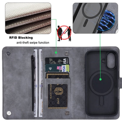 For iPhone 16 ViLi GVS Series MagSafe Magnetic RFID Leather Phone Case(Grey)