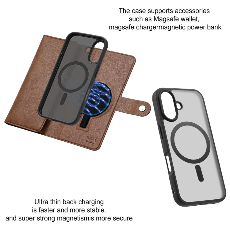 For iPhone 16 ViLi GVS Series MagSafe Magnetic RFID Leather Phone Case(Brown)