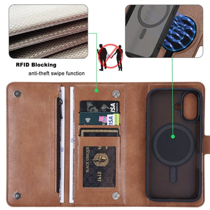 For iPhone 16 Plus ViLi GVS Series MagSafe Magnetic RFID Leather Phone Case(Brown)