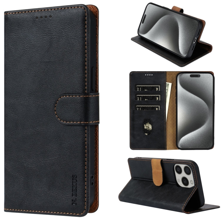 For iPhone 16 Pro N.BEKUS CSJ-P1 Solid Color Leather Phone Case(Black)