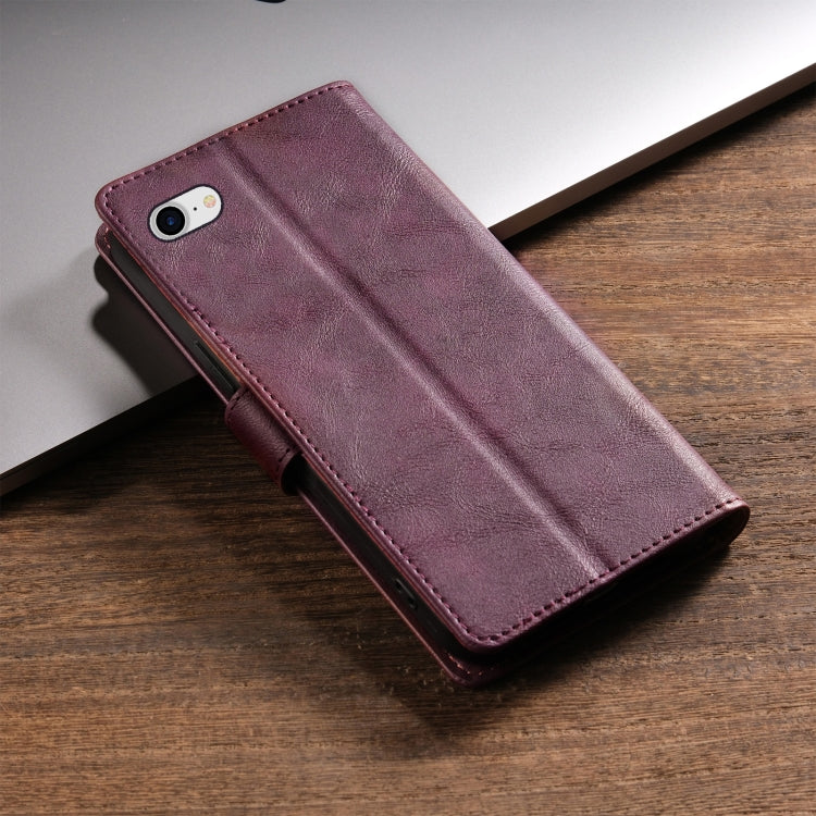 Pour iPhone 17e / 16e N.BEKUS CSJ-P1 Étui de téléphone en cuir de couleur unie (rouge vin)