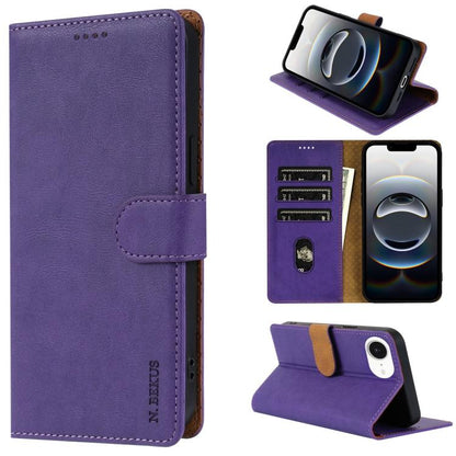 For iPhone 17e / 16e N.BEKUS CSJ-P1 Solid Color Leather Phone Case(Purple)