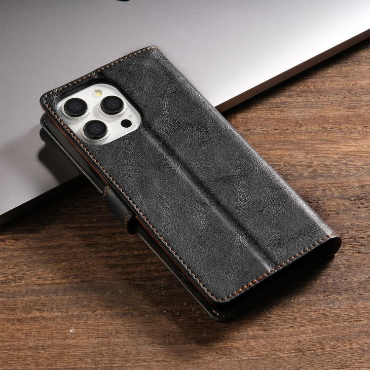 For iPhone 12 / 12 Pro N.BEKUS CSJ-P1 Solid Color Leather Phone Case(Black)