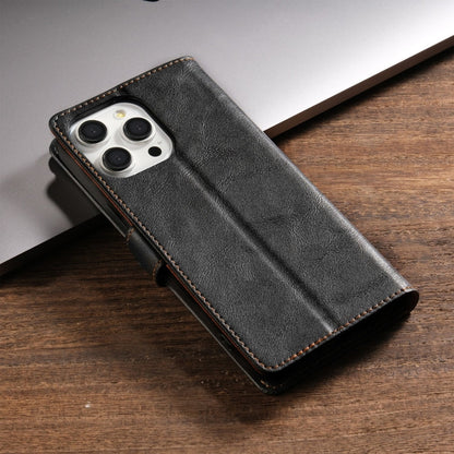 For iPhone 12 / 12 Pro N.BEKUS CSJ-P1 Solid Color Leather Phone Case(Black)