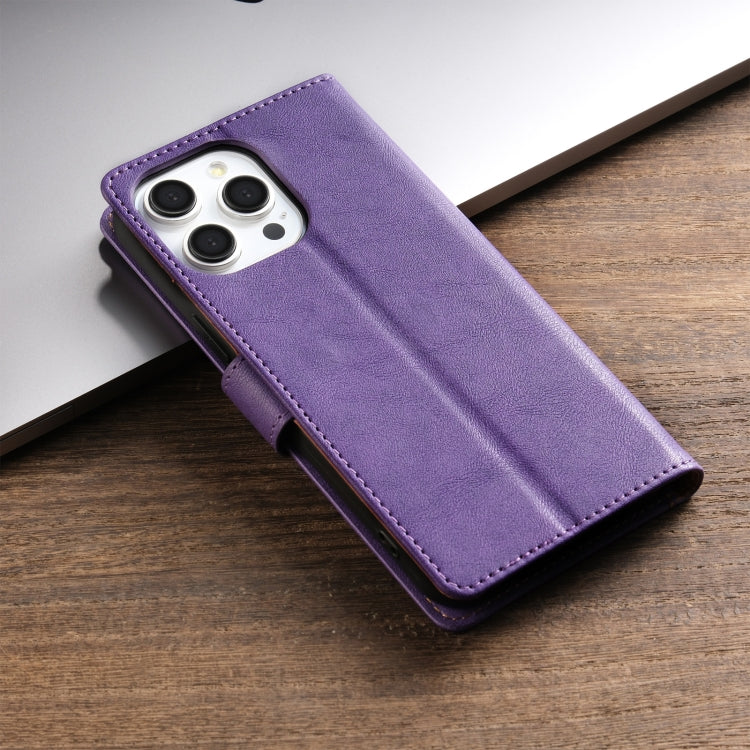 For iPhone 12 / 12 Pro N.BEKUS CSJ-P1 Solid Color Leather Phone Case(Purple)