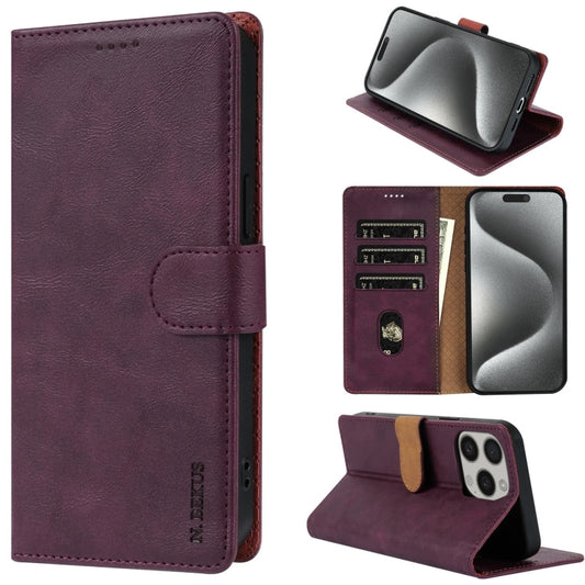 Pour iPhone 12 Pro Max N.BEKUS CSJ-P1 Étui de téléphone en cuir de couleur unie (rouge vin)