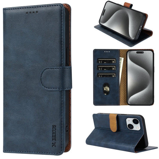Pour iPhone 14 / 13 Étui de téléphone en cuir de couleur unie N.BEKUS CSJ-P1 (bleu)