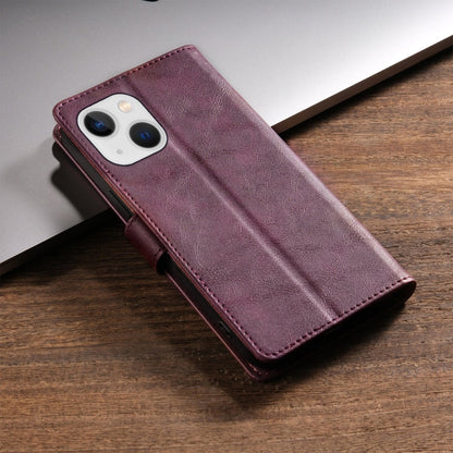 Pour iPhone 15 N.BEKUS CSJ-P1 Étui de téléphone en cuir de couleur unie (Rouge Vin)