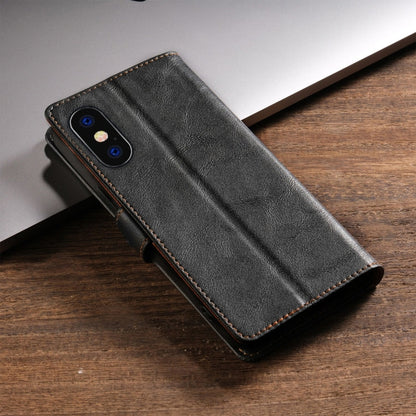 For iPhone XS / X N.BEKUS CSJ-P1 Solid Color Leather Phone Case(Black)