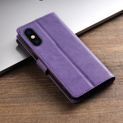 For iPhone XS / X N.BEKUS CSJ-P1 Solid Color Leather Phone Case(Purple)