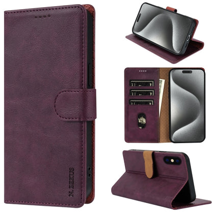 For iPhone XS Max N.BEKUS CSJ-P1 Solid Color Leather Phone Case(Wine Red)