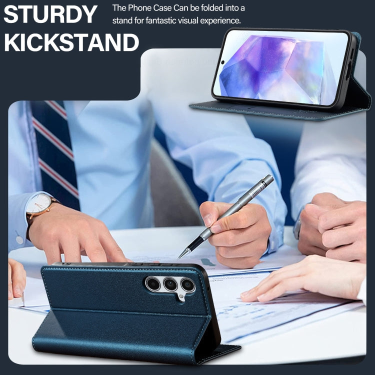 For Samsung Galaxy A54 5G LC.IMEEKE L1 Series Frosted Fine Texture PU Phone Case(Blue)