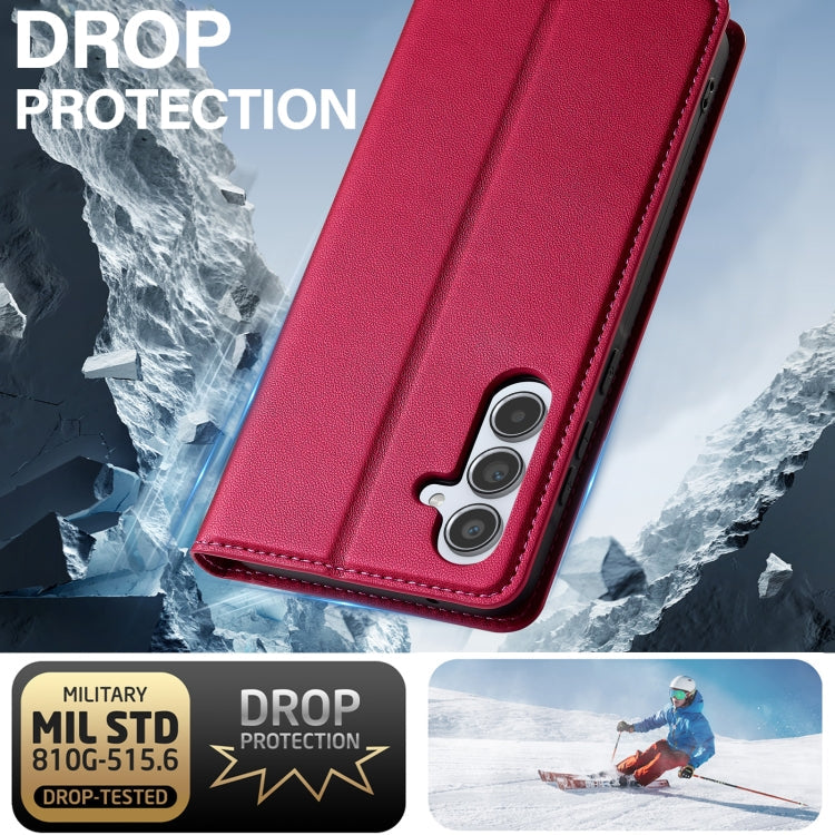 For Samsung Galaxy A54 5G LC.IMEEKE L1 Series Frosted Fine Texture PU Phone Case(Red)