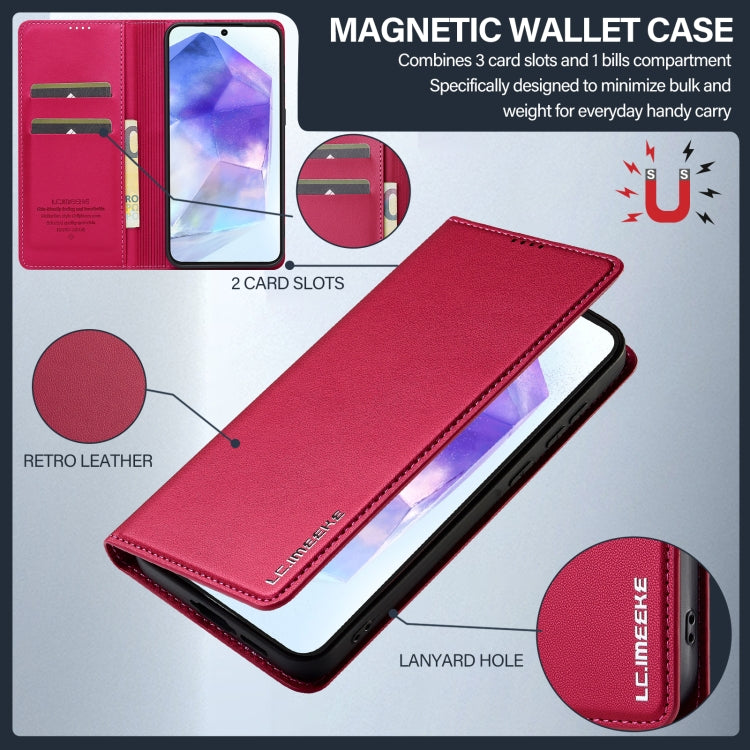 For Samsung Galaxy A54 5G LC.IMEEKE L1 Series Frosted Fine Texture PU Phone Case(Red)