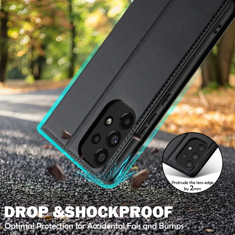 For Samsung Galaxy A53 5G LC.IMEEKE L1 Series Frosted Fine Texture PU Phone Case(Black)