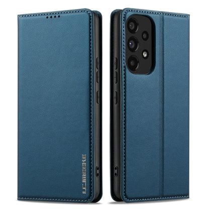 For Samsung Galaxy A53 5G LC.IMEEKE L1 Series Frosted Fine Texture PU Phone Case(Blue)