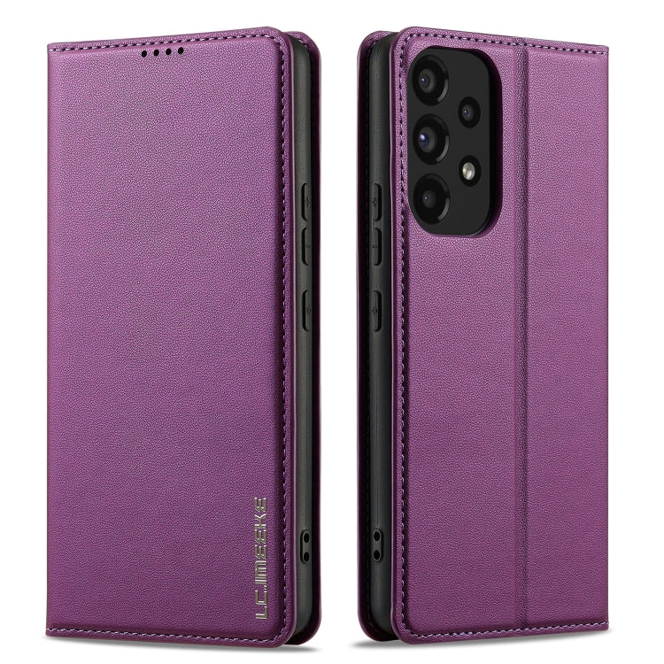 For Samsung Galaxy A53 5G LC.IMEEKE L1 Series Frosted Fine Texture PU Phone Case(Purple)