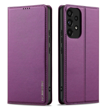 For Samsung Galaxy A53 5G LC.IMEEKE L1 Series Frosted Fine Texture PU Phone Case(Purple)