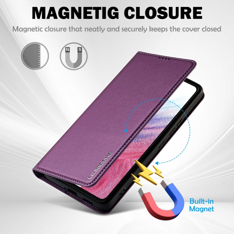 For Samsung Galaxy A53 5G LC.IMEEKE L1 Series Frosted Fine Texture PU Phone Case(Purple)