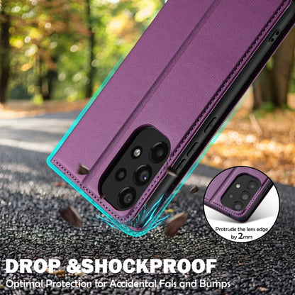 For Samsung Galaxy A53 5G LC.IMEEKE L1 Series Frosted Fine Texture PU Phone Case(Purple)