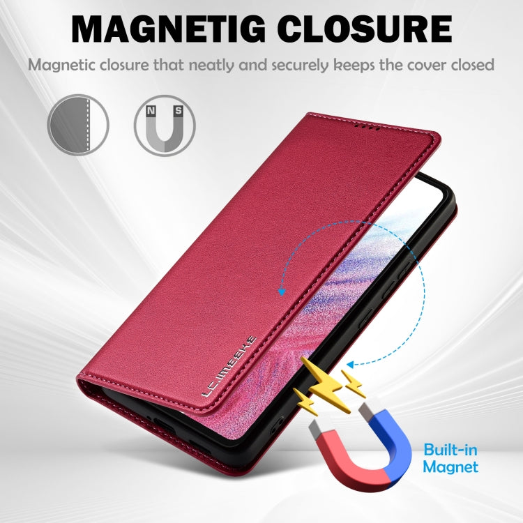 For Samsung Galaxy A53 5G LC.IMEEKE L1 Series Frosted Fine Texture PU Phone Case(Red)