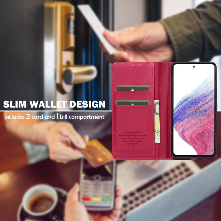For Samsung Galaxy A53 5G LC.IMEEKE L1 Series Frosted Fine Texture PU Phone Case(Red)